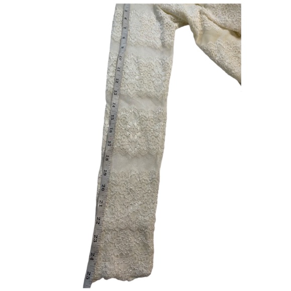Y2K Coquette Lace Sheer Floral Long Sleeve Off White Top Off the Shoulder S/M - Picture 9 of 9